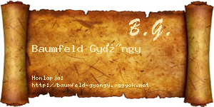 Baumfeld Gyöngy névjegykártya
